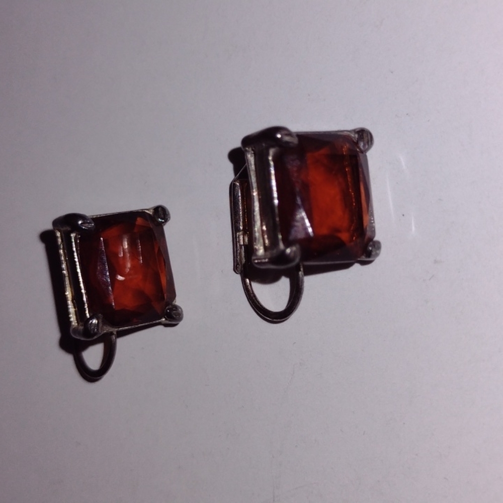 Antique Amber clip on Earrings